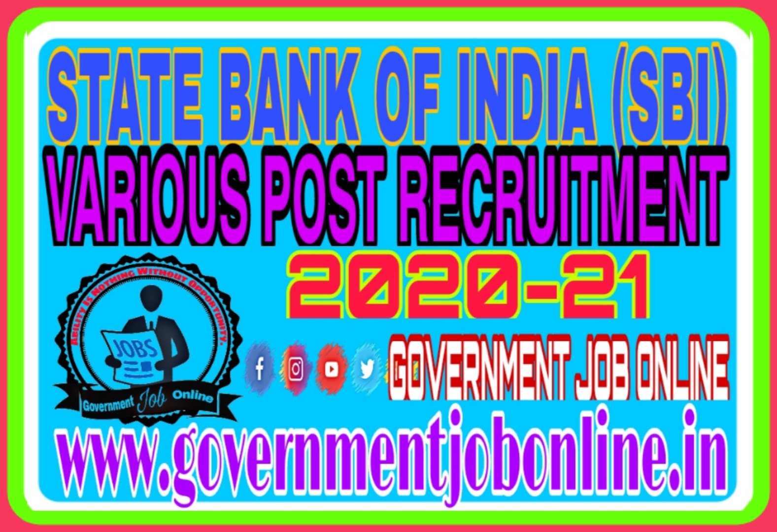 SBI Various Post Online Form 2020-2021