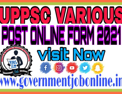 UPPSC Various Post Online Form 2021