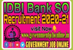 IDBI Bank SO Online Form 2020