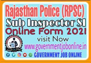 Rajasthan RPSC SI Online Form 2021
