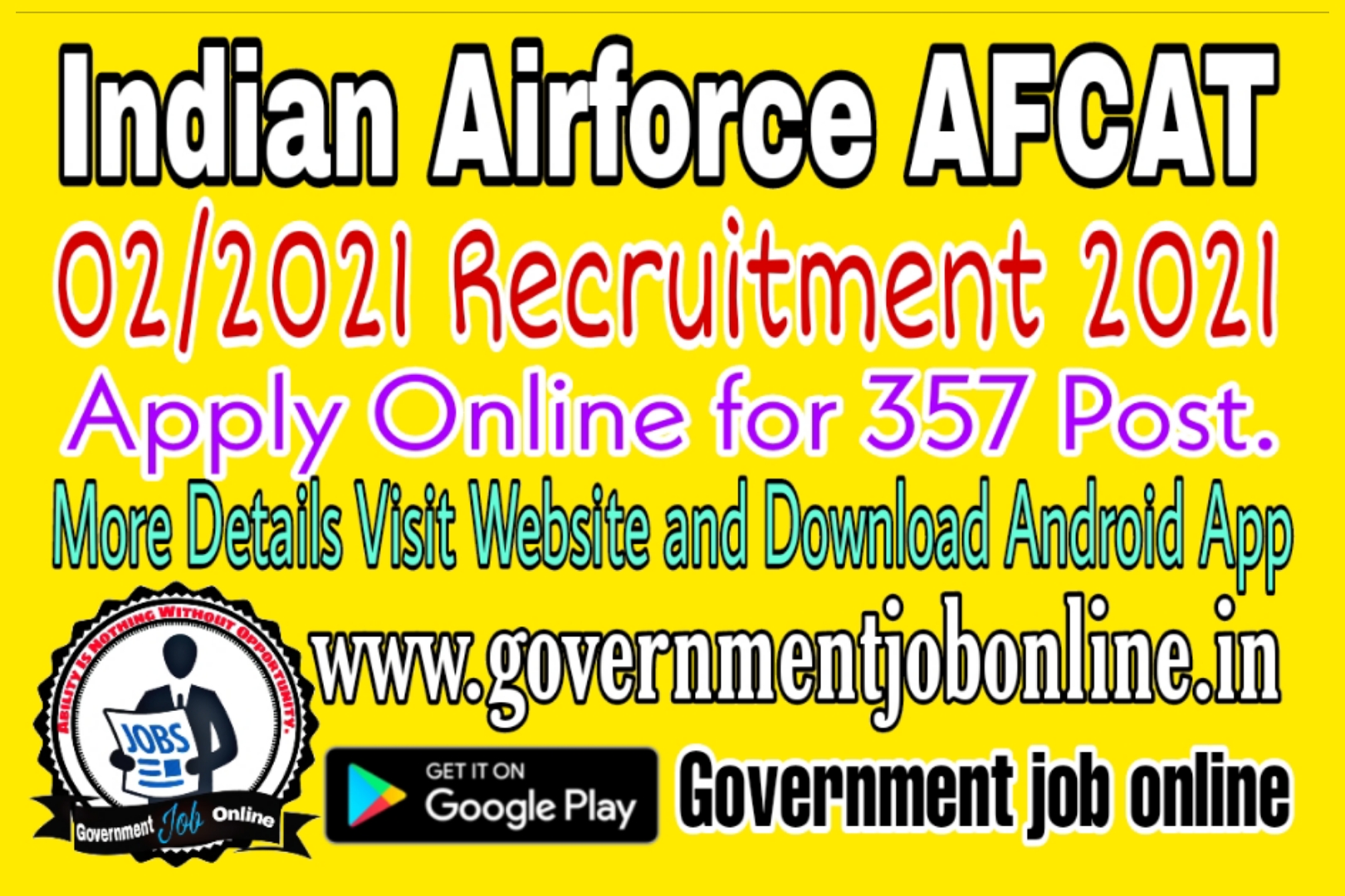 Indian Airforce AFCAT 02/2021 Online Form