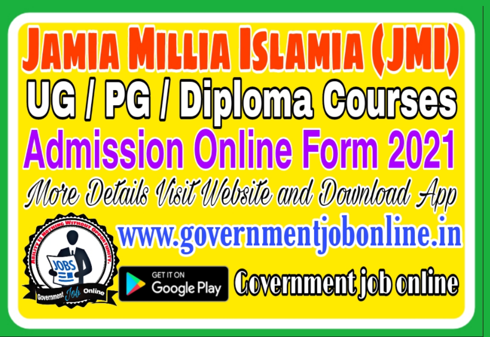 Jamia Millia Islamia JMI Admission Online Form 2021