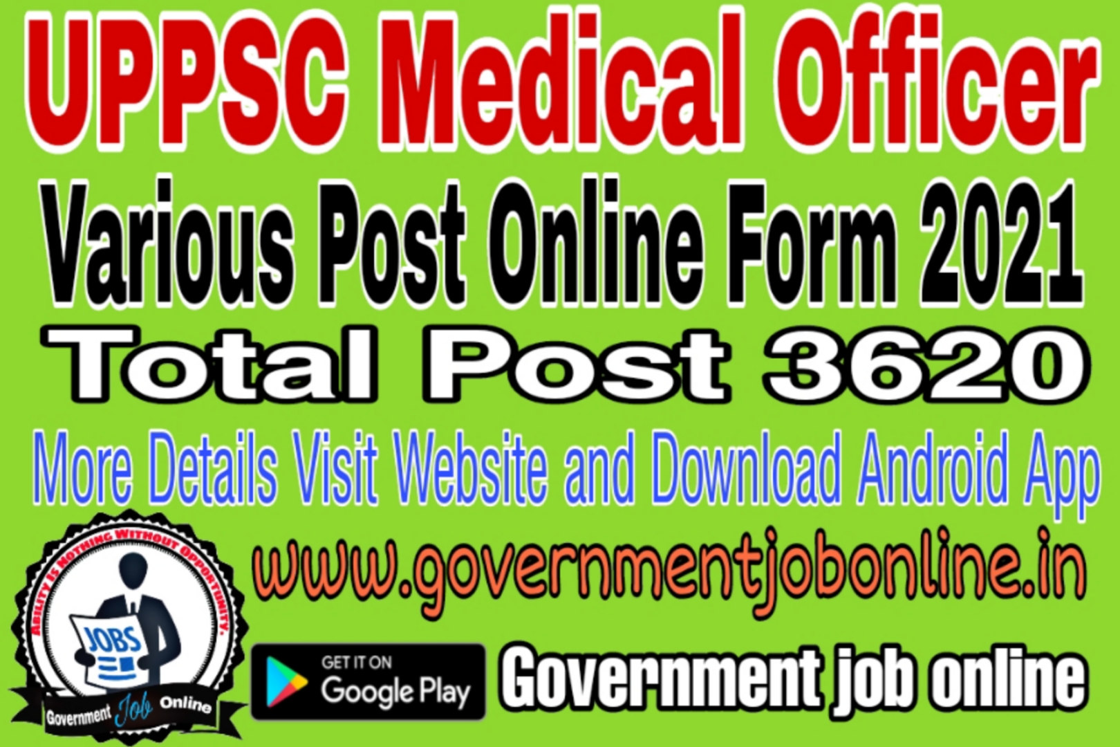 UPPSC Medical Officer Various Post Online Form 2021