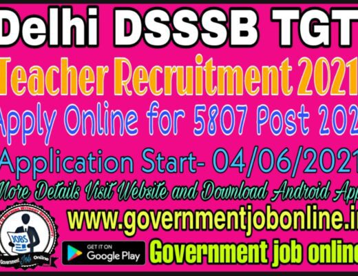 Delhi DSSSB TGT Teacher Online Form 2021