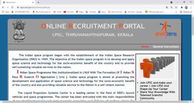 ISRO Various Post 2021 Online Form