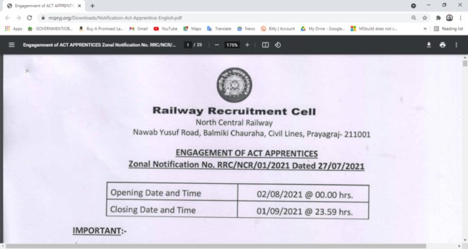 Railway NCR Apprentice Online Form 2021