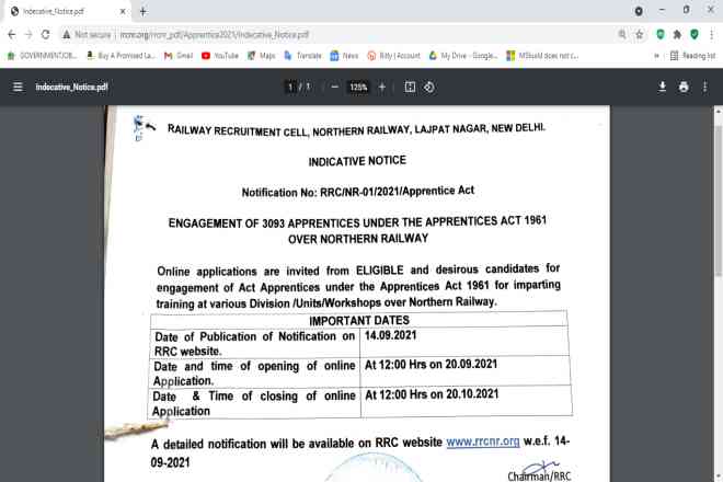 Railway NR Apprentice Online Form 2021