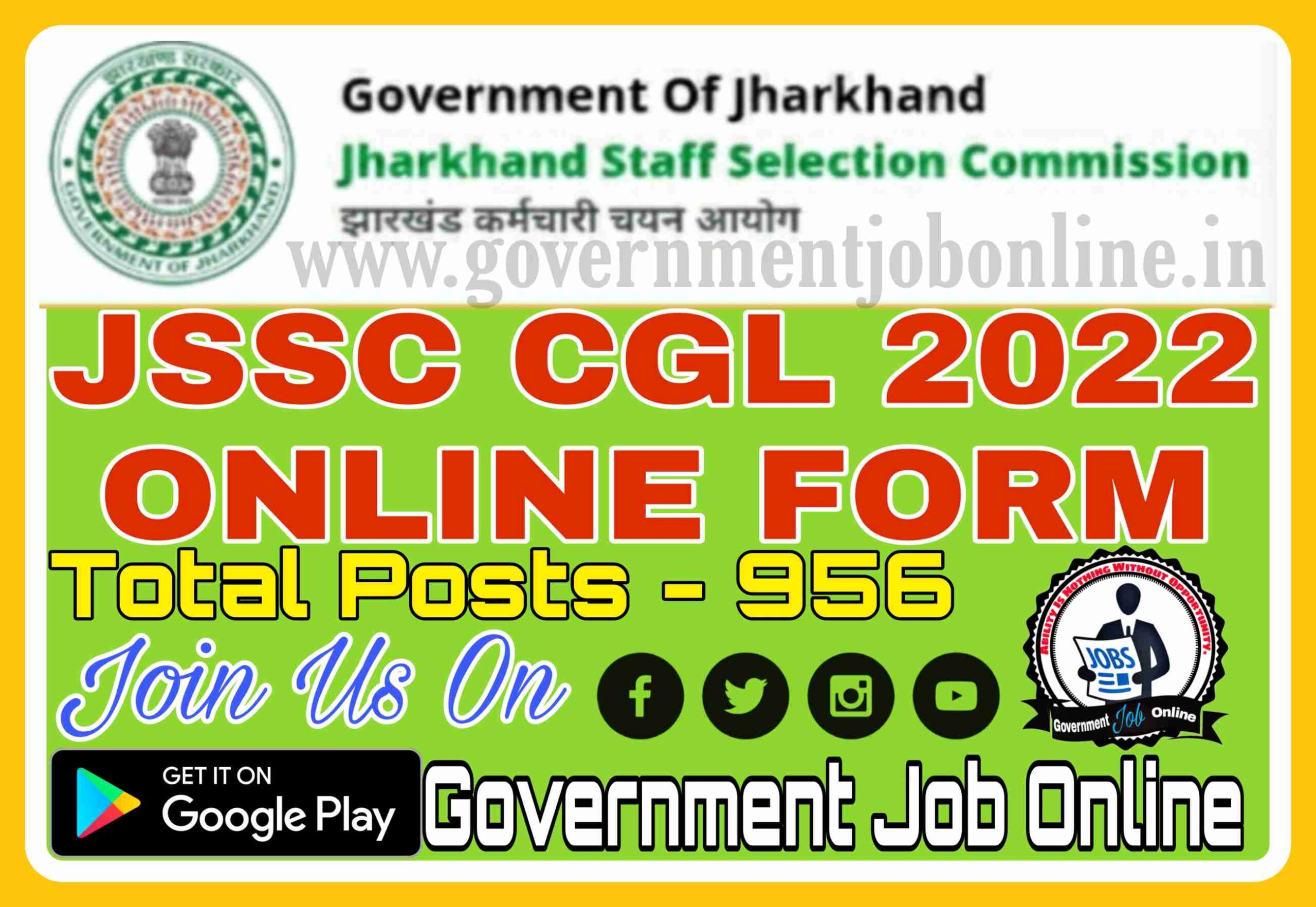 JSSC CGL 2022 Graduate Level Online Form