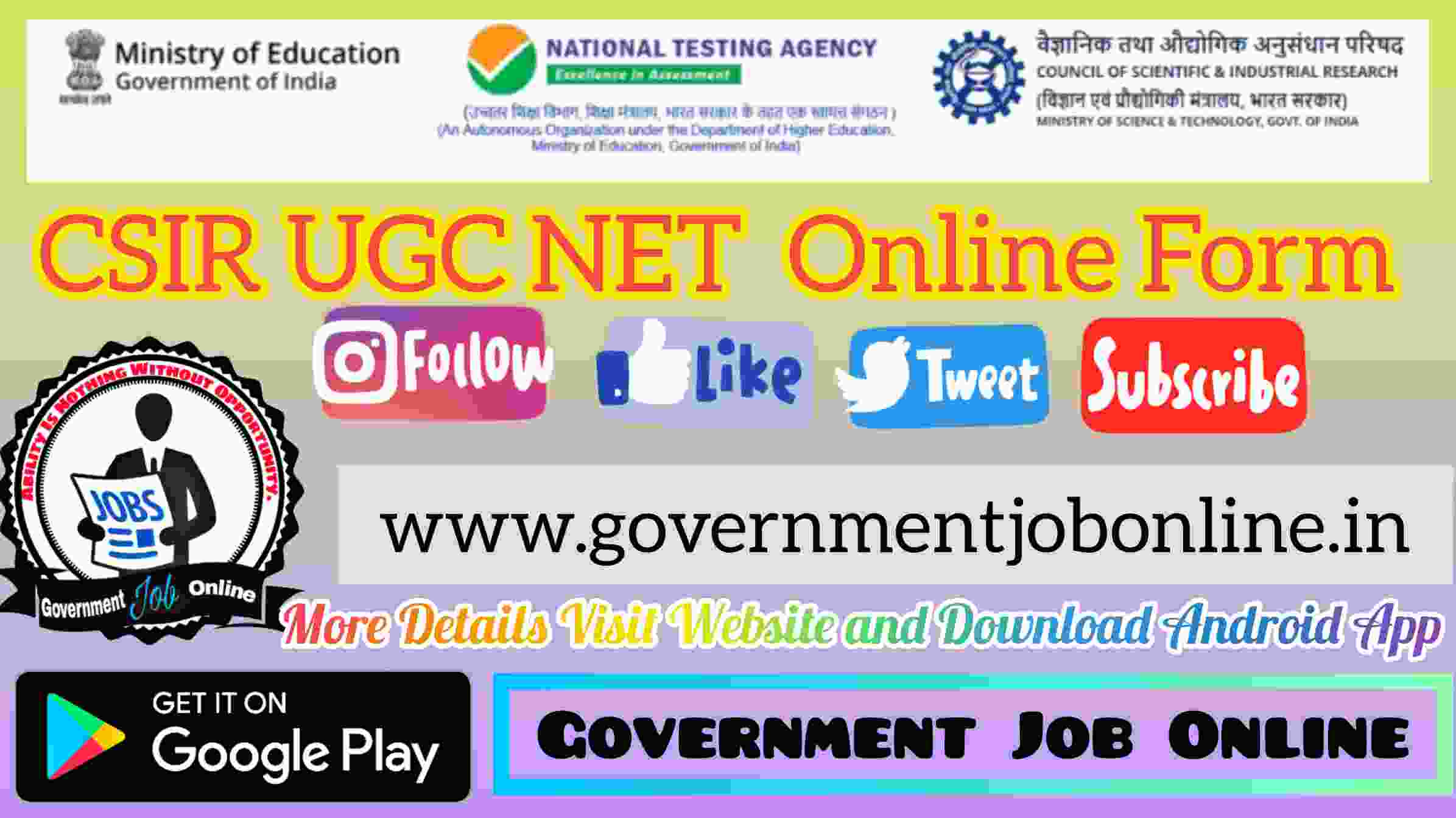 CSIR UGC NET Exam 2023 Online Form For Dec 2022/June 2023