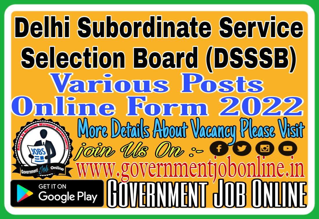 Delhi DSSSB 08/2022 Librarian & Teacher Various Post Online Form