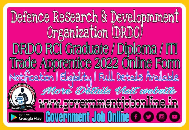DRDO Apprentice 2022 Online Form, DRDO 2022 Apprentice Online Form