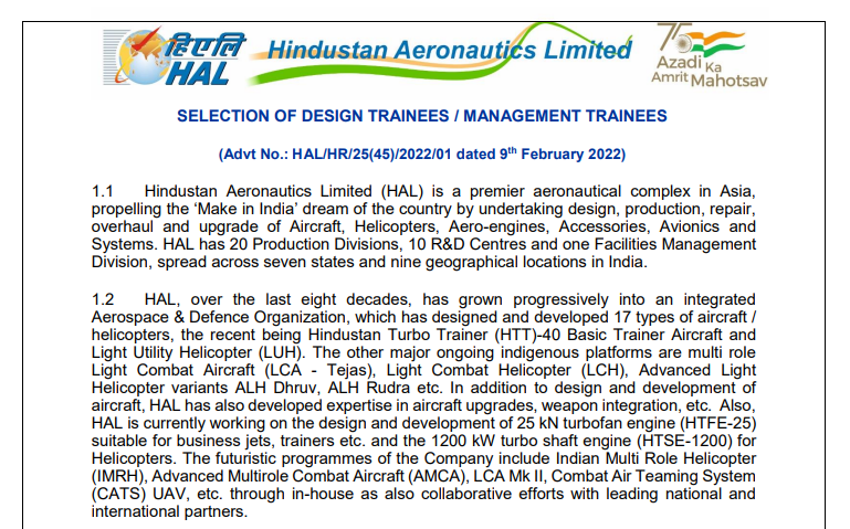 HAL Design MT 2022 Online Form