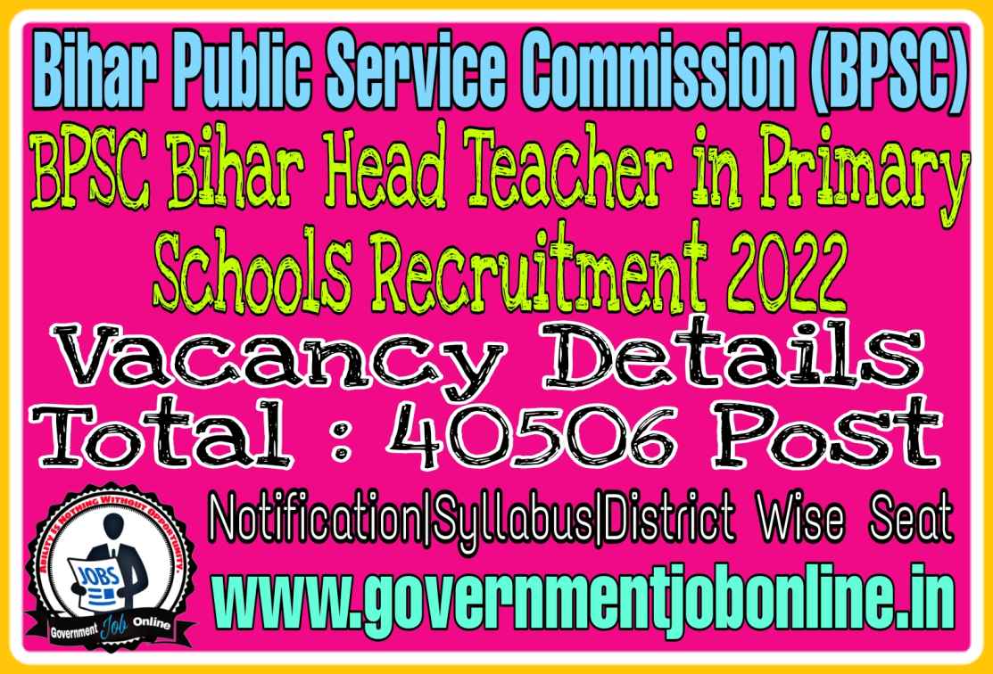 Bihar BPSC Head Teacher 2022 in Primary School Online Form