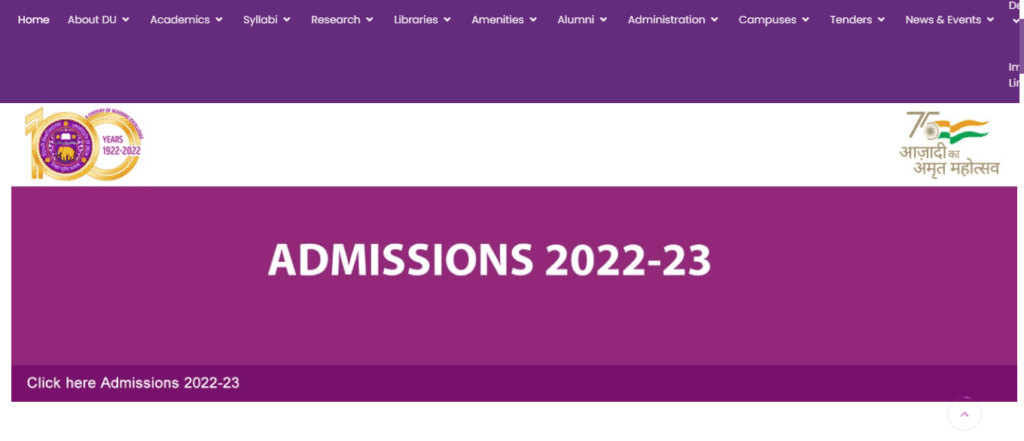 University of Delhi DU PG Admission 2022 Online Form