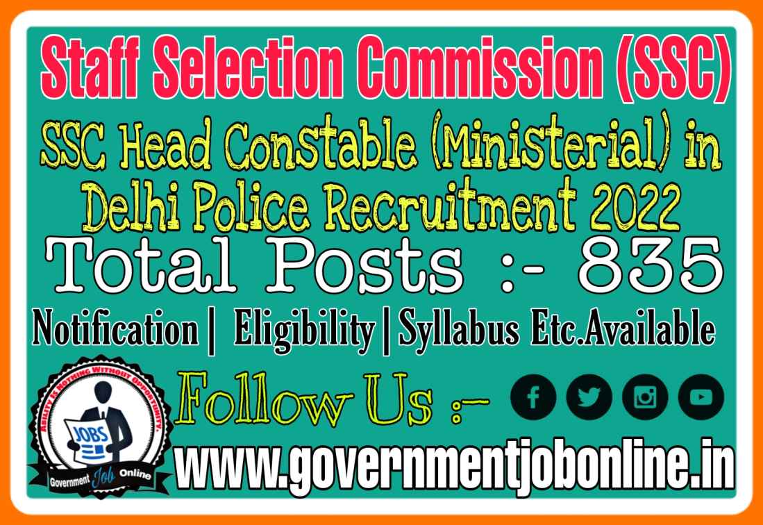 SSC Delhi Police Constable 2022 Online Form