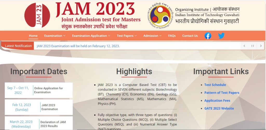 IIT JAM 2023 Admission Online Form