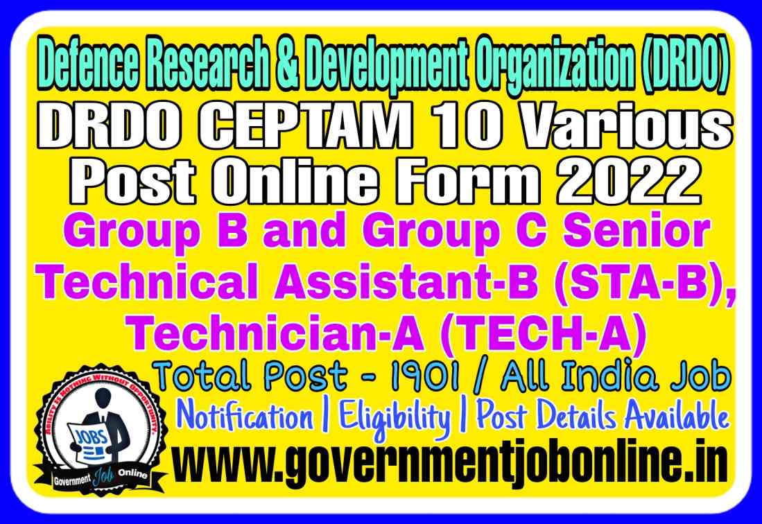 DRDO CEPTAM 10 2022 Various Post Online Form