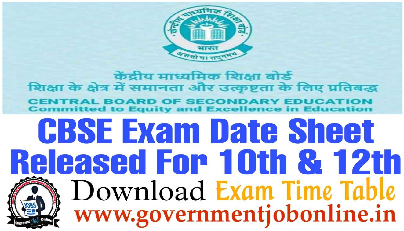 CBSE Exam Date Sheet 2023 For Class 10th & 12th | Download